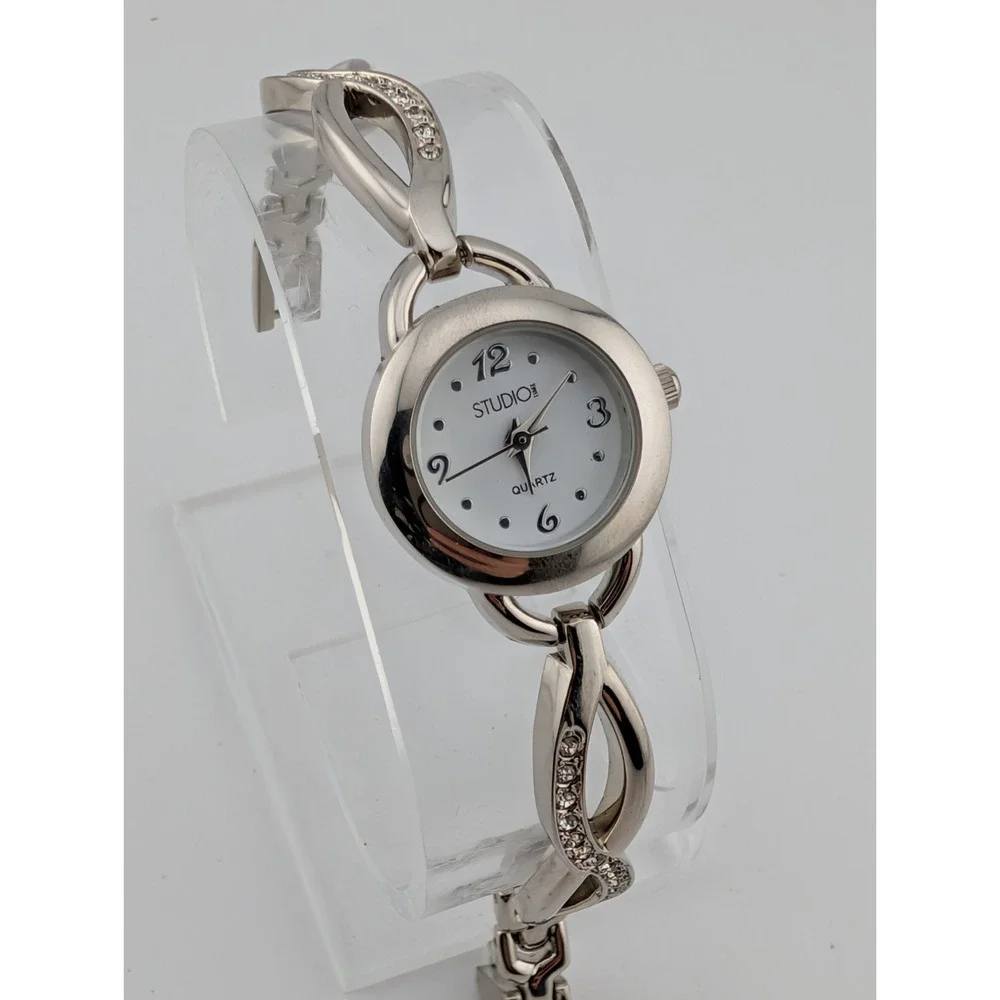 Studio Time Womens Watch 22mm Case Rhinestones Silver 6